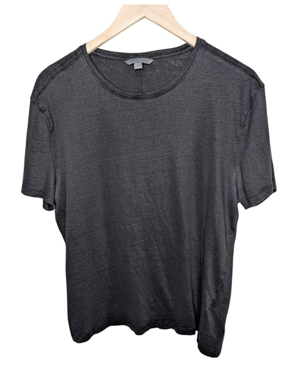 John Varvatos Mens Black Linen Short Sleeve T-Shirt Size Large